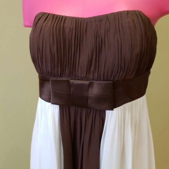 BCBG Paris Classy Brown/WhiteTulle Strapless Dress - Picture 2 of 6